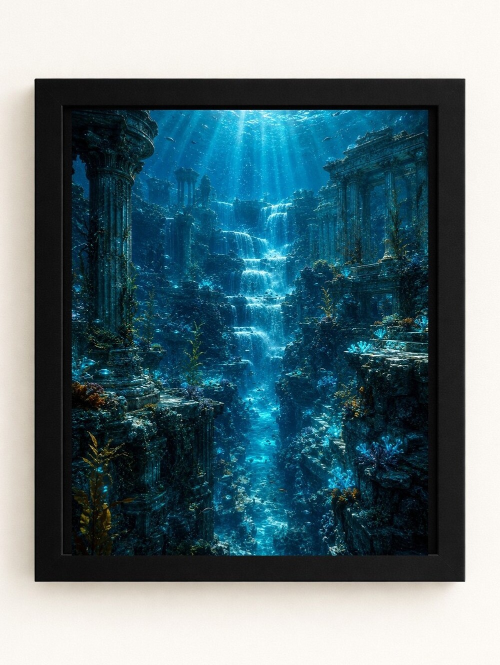Deep Ocean Ruins A.I. Art Print in 8x10 Frame